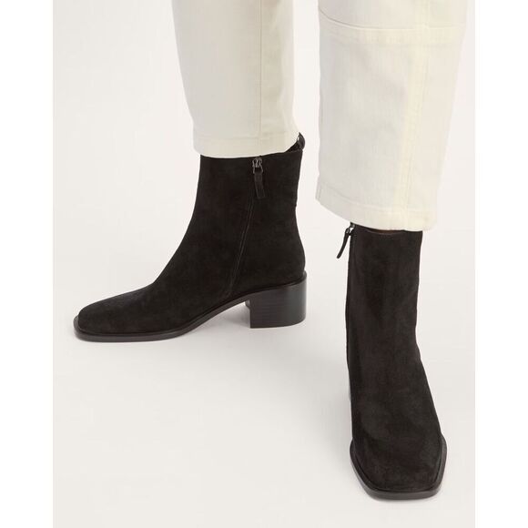 Everlane The City Boot in Black Suede Square Toe Size 7.5 New - Picture 4 of 16